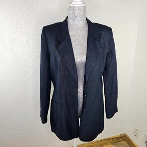 Jennifer & Grace Black Linen Blazer Size 12